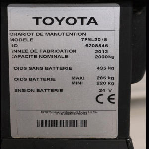 xe nâng pallet truck toyota 2012 7pml20-8 đã qua sử dụng